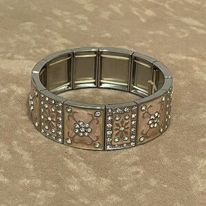 Elegant Silver and Pink Bracelet